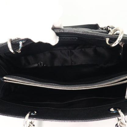 Caviar skin tote bag, black, silver hardware, 19th series