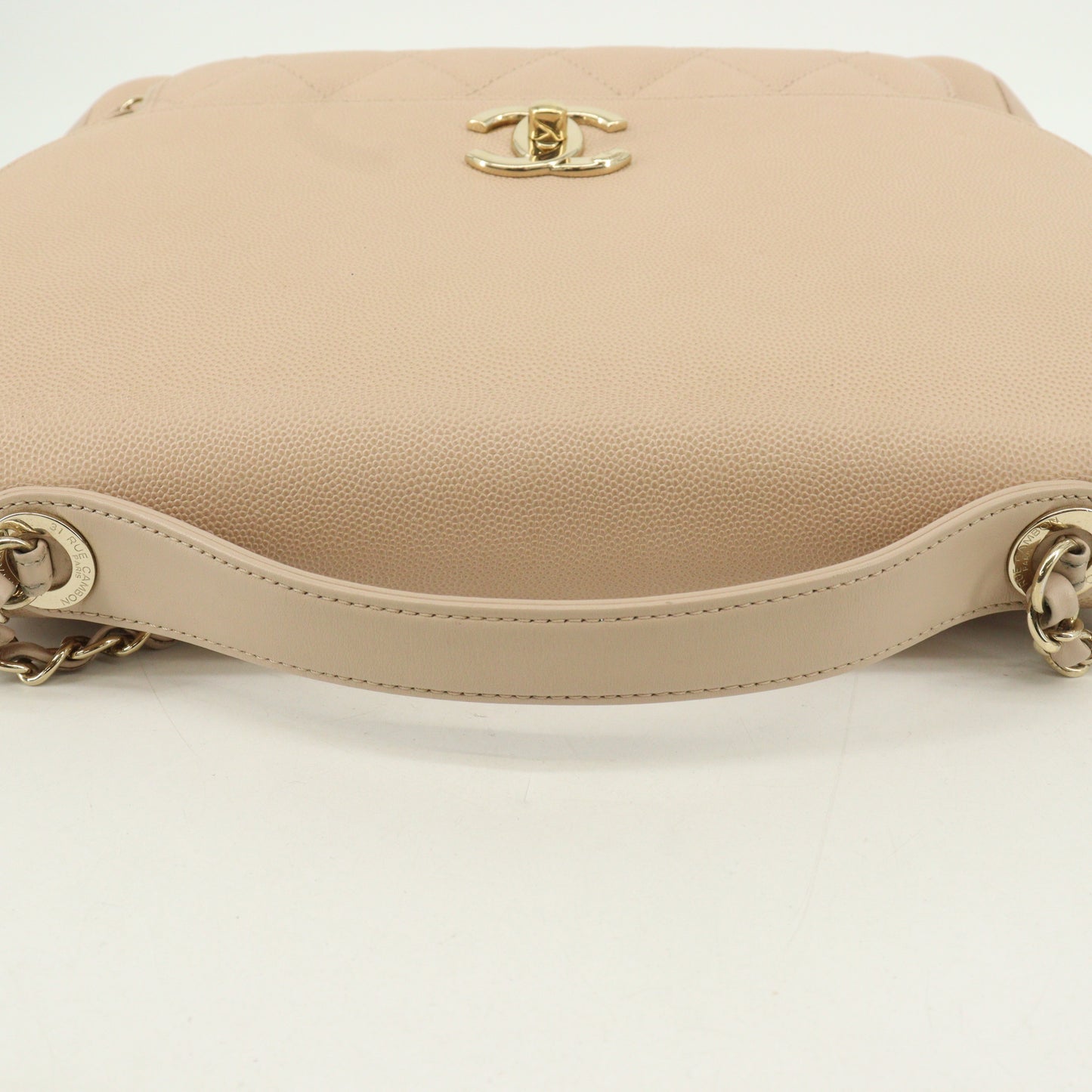 Caviar Skin Matelasse Affinity Beige 2WAY Bag G Metal Fittings 23 Series