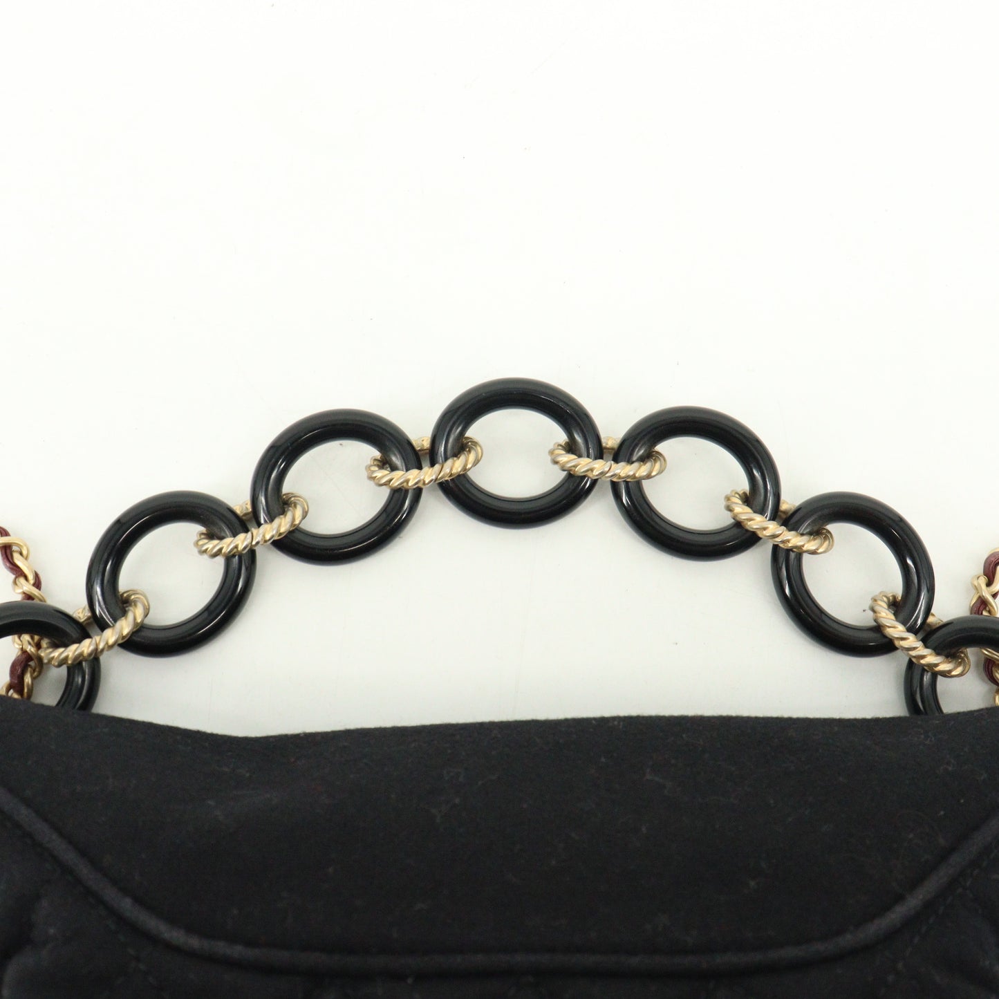 Cotton 2-way chain shoulder bag, black, G metal fittings, 26th series