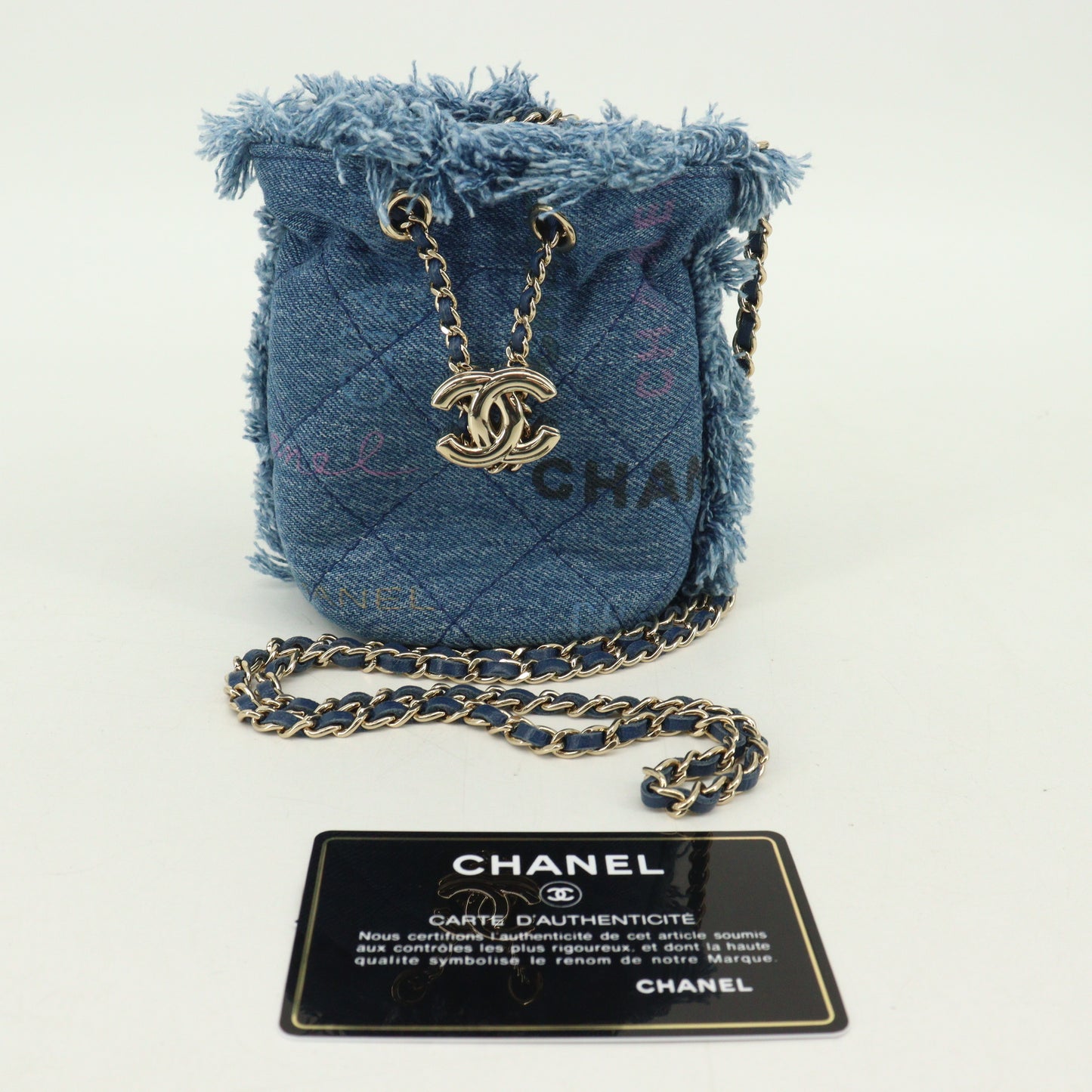 Denim mini drawstring chain shoulder bag G metal fittings 31 series