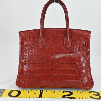 Niloticus Birkin 30 Rouge Ash Silver hardware E stamp