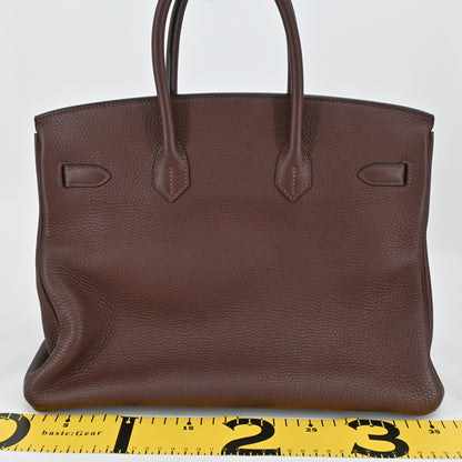 Togo Birkin 35 Rouge Ash G hardware T stamp