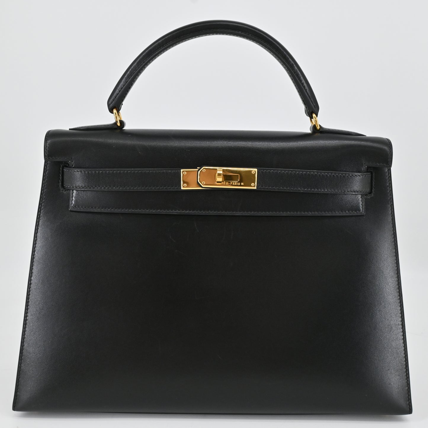 Box calf Kelly 32 Noir G hardware C stamp