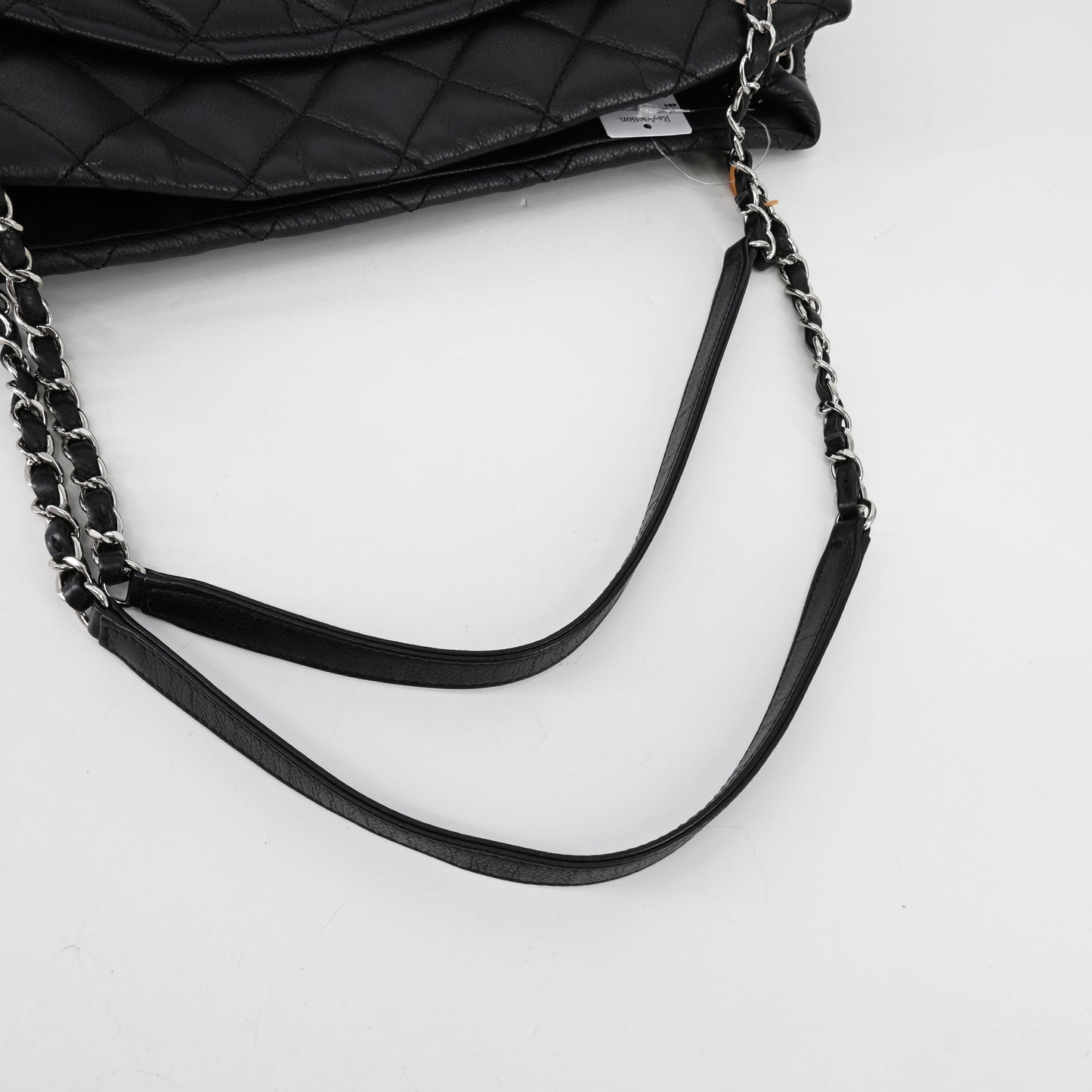 Caviar skin, large coco mark, matelassé chain tote, silver hardware, 16th series