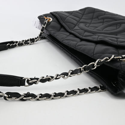 Caviar skin, large coco mark, matelassé chain tote, silver hardware, 16th series