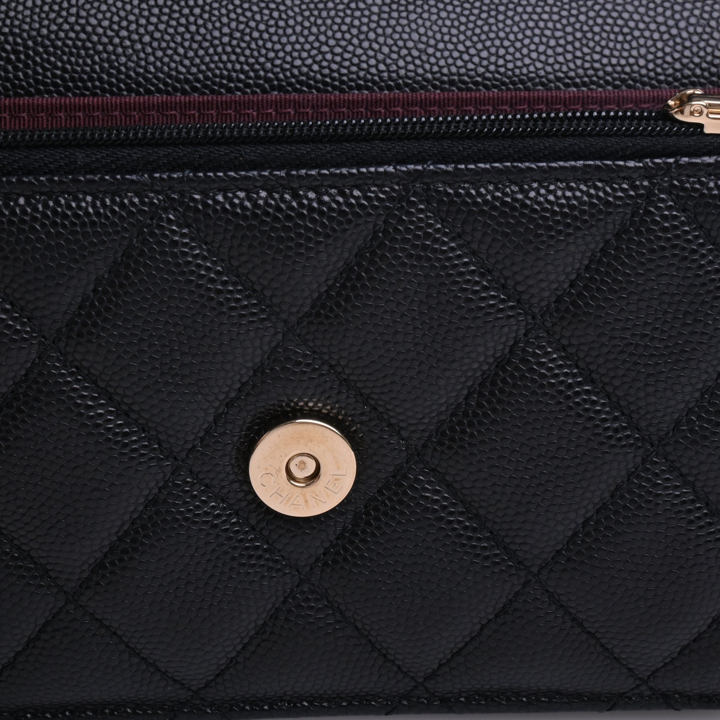 Caviar Skin Matelasse Coco Mark Mini Chain Shoulder Wallet Long Wallet Black G Metal Fittings 30 Series