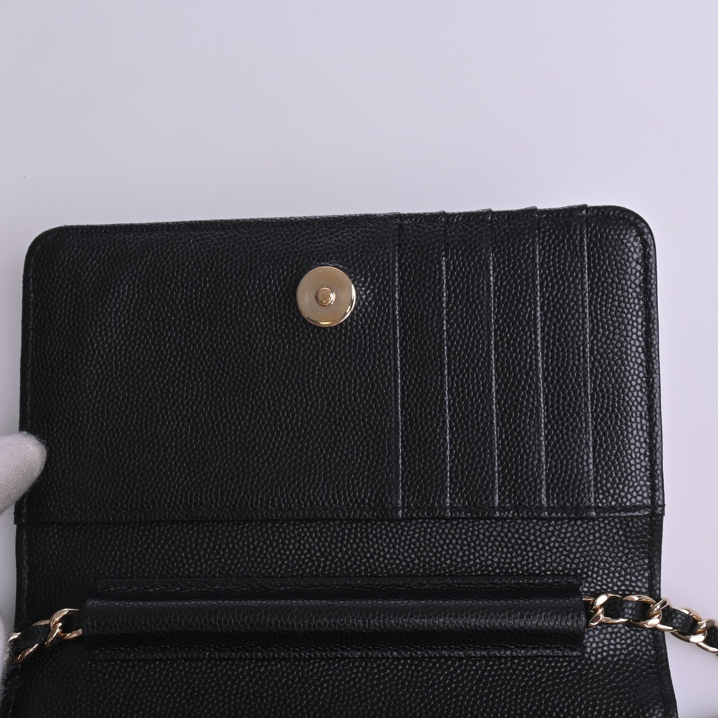 Caviar Skin Matelasse Coco Mark Mini Chain Shoulder Wallet Long Wallet Black G Metal Fittings 30 Series