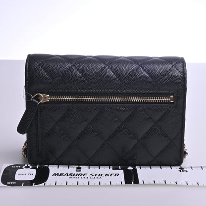 Caviar Skin Matelasse Coco Mark Mini Chain Shoulder Wallet Long Wallet Black G Metal Fittings 30 Series