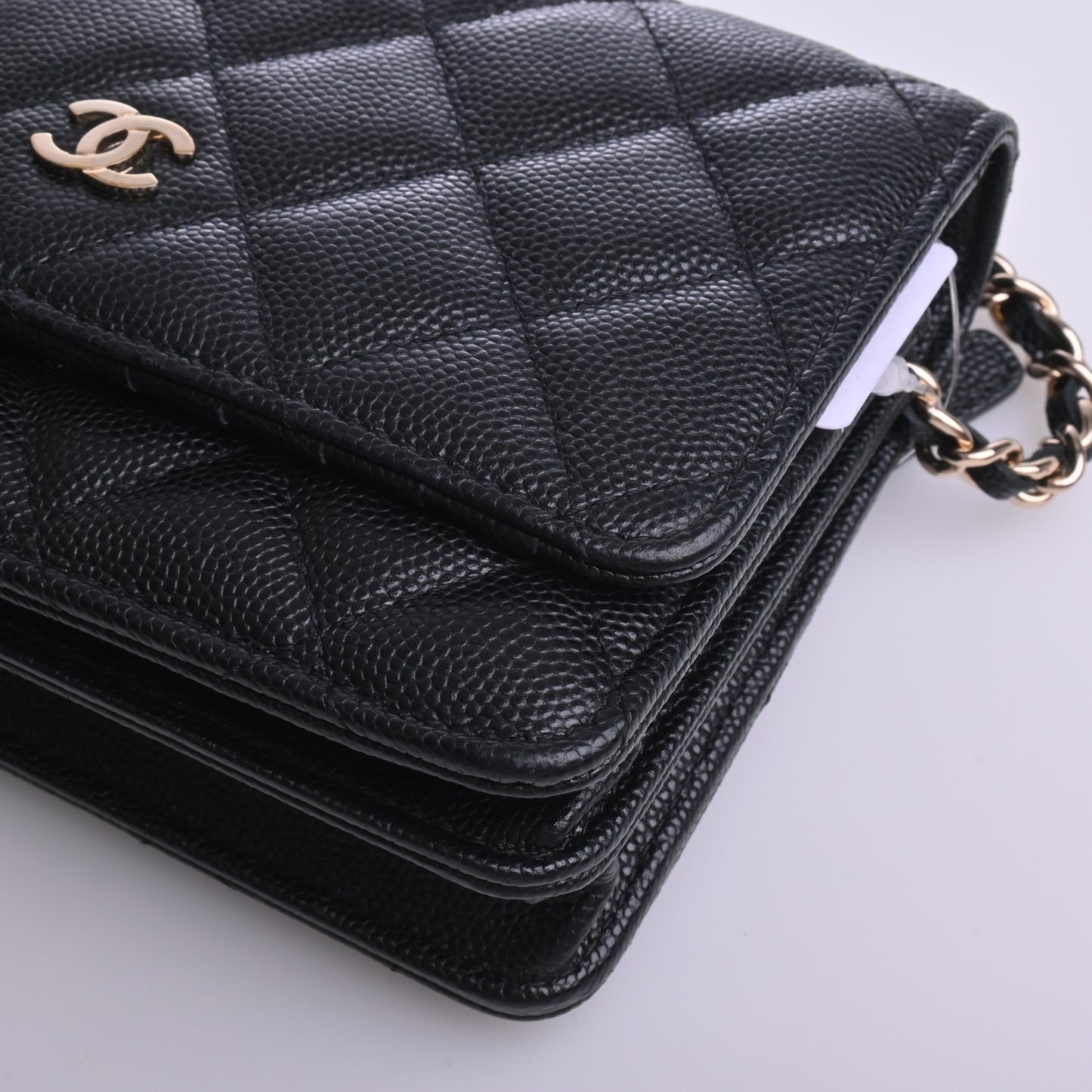 Caviar Skin Matelasse Coco Mark Mini Chain Shoulder Wallet Long Wallet Black G Metal Fittings 30 Series