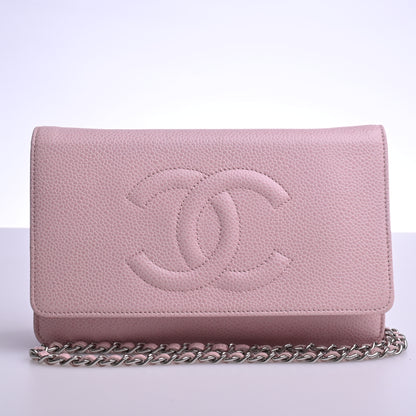 Caviar Chain Wallet Pink Silver Hardware 16th Series