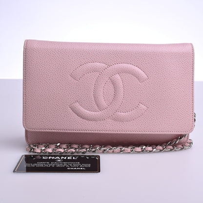 Caviar Chain Wallet Pink Silver Hardware 16th Series