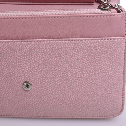 Caviar Chain Wallet Pink Silver Hardware 16th Series