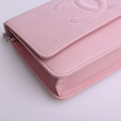 Caviar Chain Wallet Pink Silver Hardware 16th Series