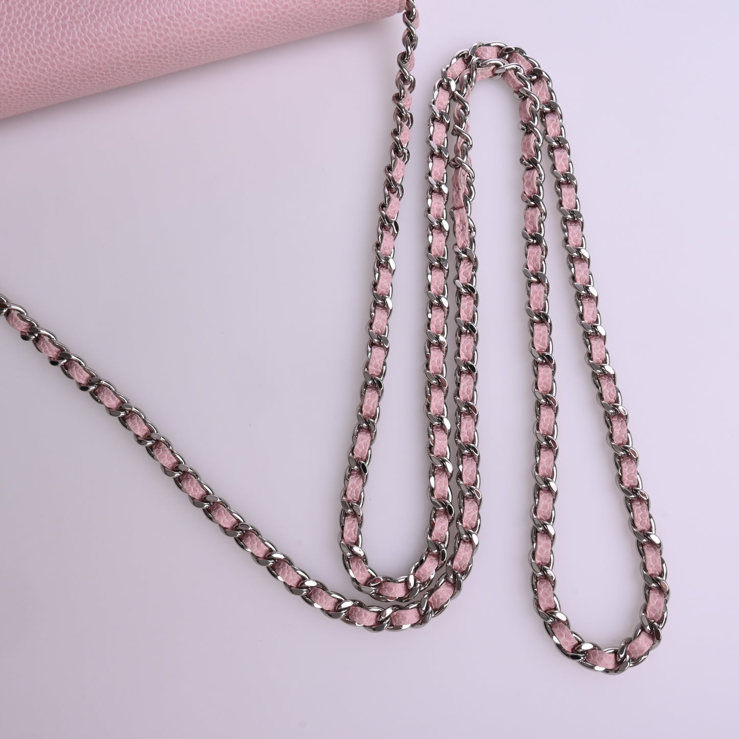 Caviar Chain Wallet Pink Silver Hardware 16th Series