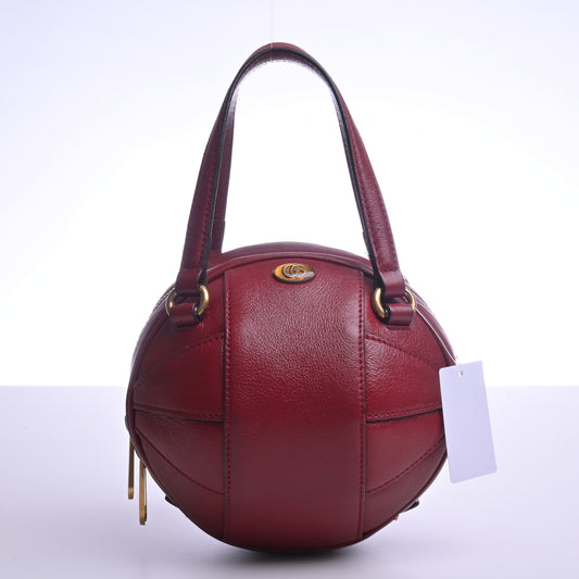 Basketball Shape Leather Shoulder Bag