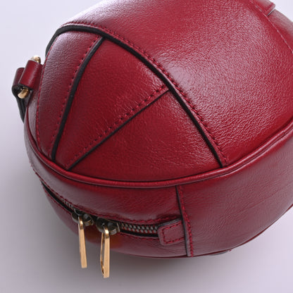 Basketball Shape Leather Shoulder Bag