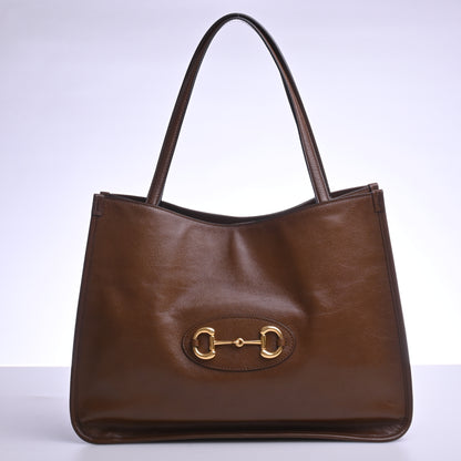 Horsebit leather tote