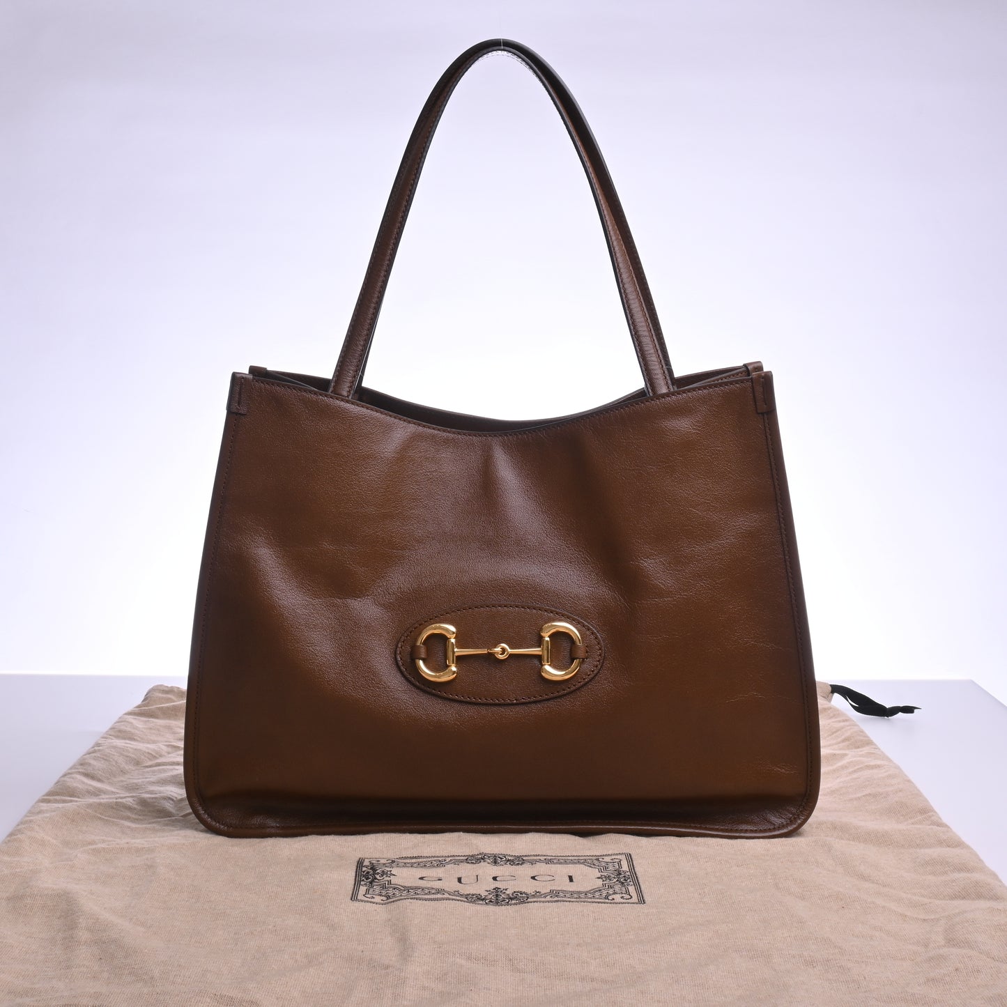 Horsebit leather tote