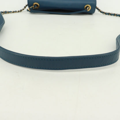 Leather chain shoulder bag, blue, G metal fittings, 24th series