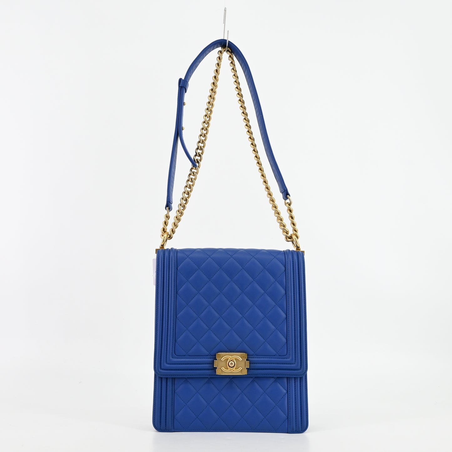 Lambskin Matelasse Boy Chanel Chain Shoulder Bag Blue G Hardware 26th Series