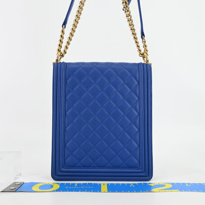 Lambskin Matelasse Boy Chanel Chain Shoulder Bag Blue G Hardware 26th Series