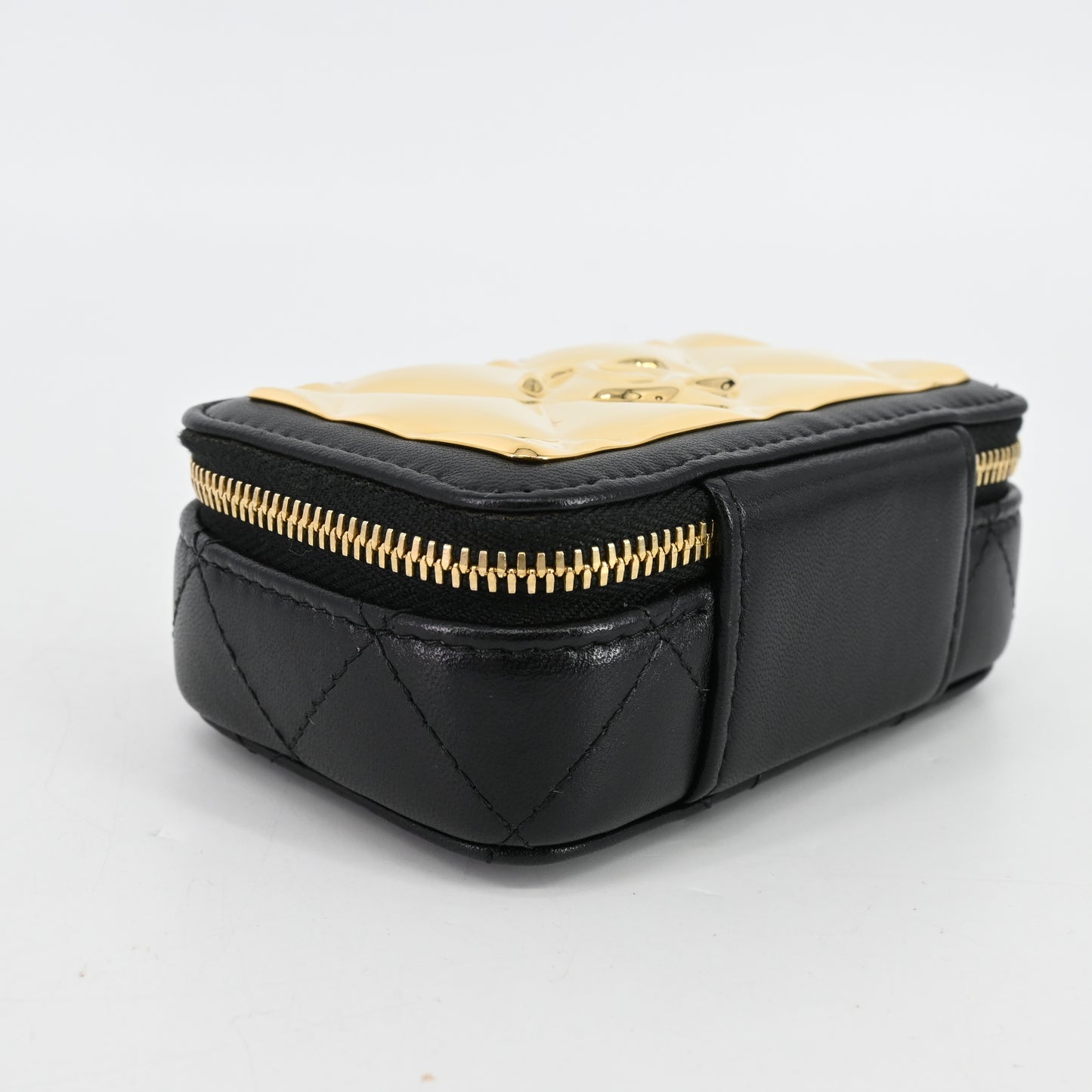 Lambskin mini chain shoulder bag, black x gold, G hardware, 31 series