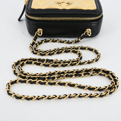 Lambskin mini chain shoulder bag, black x gold, G hardware, 31 series