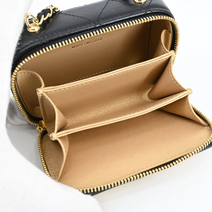 Lambskin mini chain shoulder bag, black x gold, G hardware, 31 series