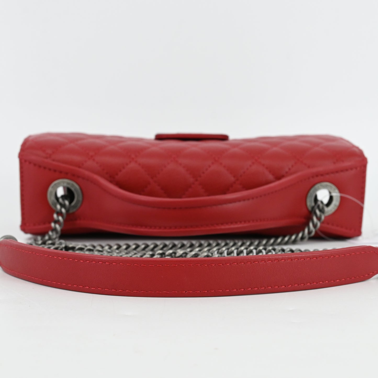 Leather 2-way chain shoulder bag, red, BK hardware, 23 series