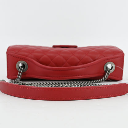 Leather 2-way chain shoulder bag, red, BK hardware, 23 series