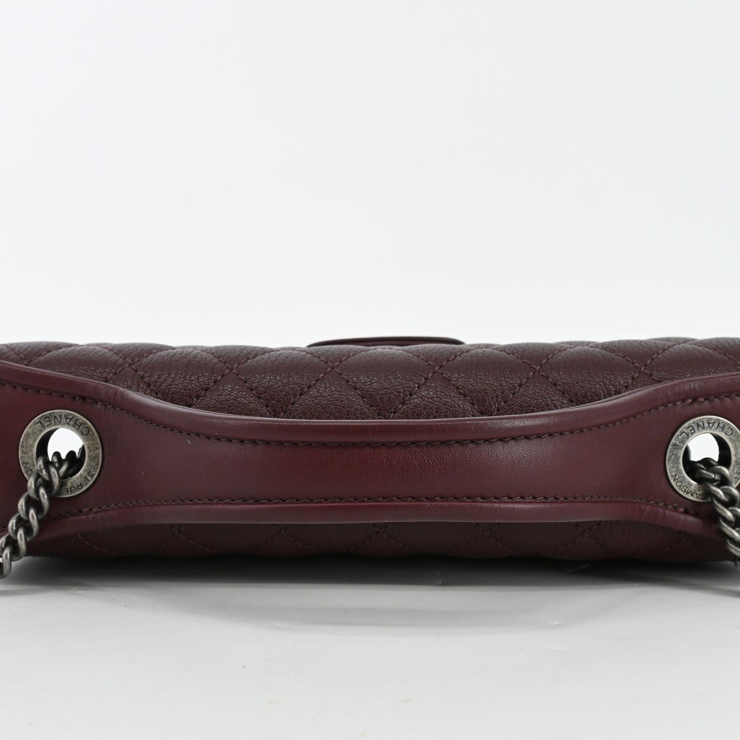 Leather 2-way chain shoulder bag, Bordeaux, BK hardware, 23 series