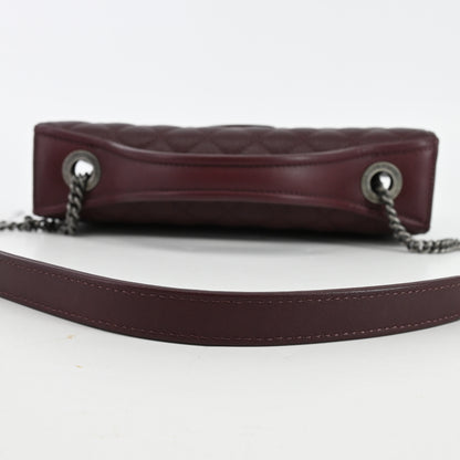 Leather 2-way chain shoulder bag, Bordeaux, BK hardware, 23 series