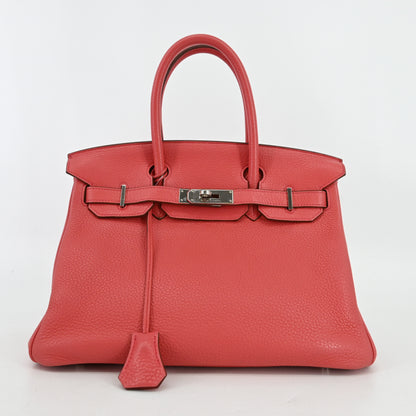 Taurillon Clemence Birkin 30 Rose Dipstick Silver hardware N stamp