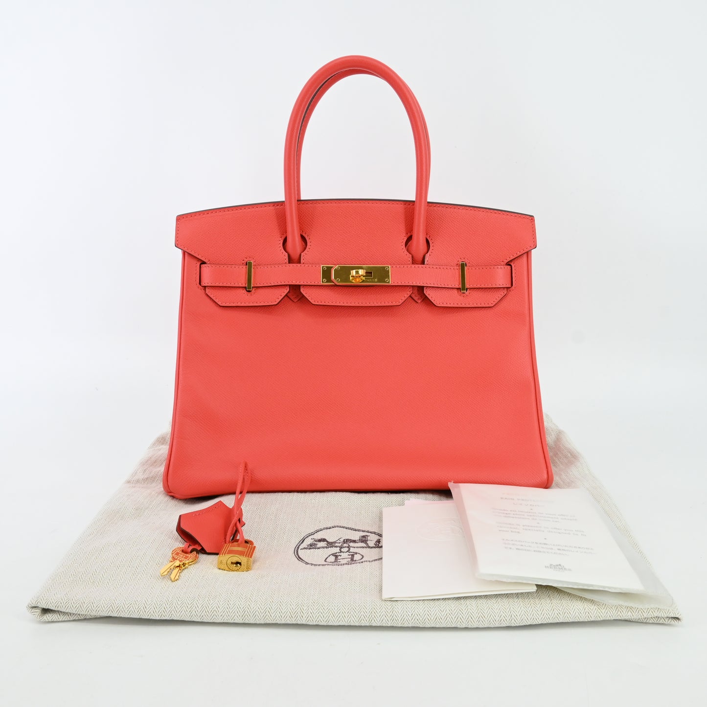 Epsom Birkin 30 Rouge Tomato G hardware X stamp