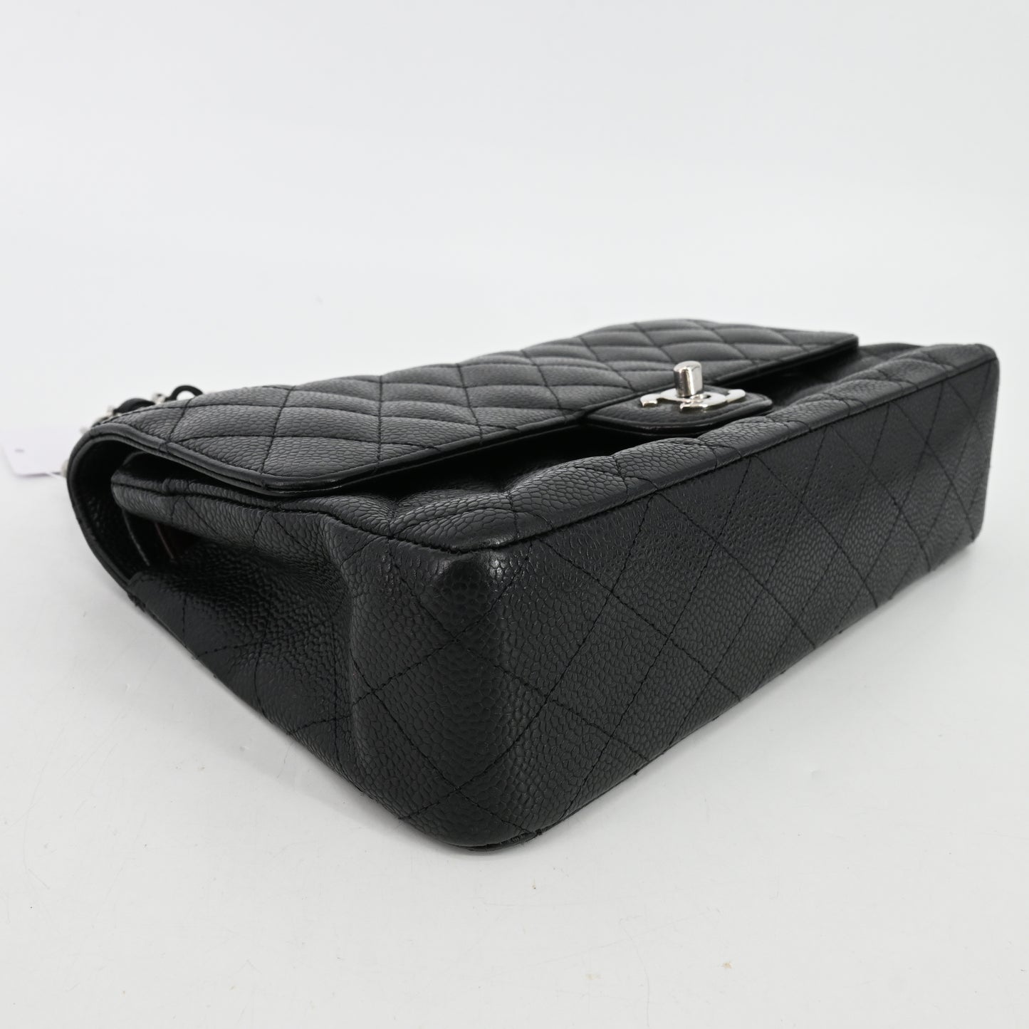 Caviar Skin Matelasse W Flap W Chain Shoulder Bag Black Silver Metal Fittings 14th Series