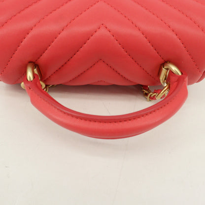 Lambskin V-stitch 2-way chain shoulder bag, pink, G metal fittings, 24th series