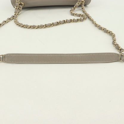 Leather Matelasse S flap double chain shoulder bag, grey, G metal fittings, 28th series