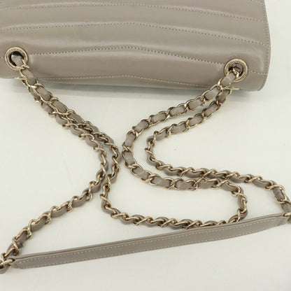 Leather Matelasse S flap double chain shoulder bag, grey, G metal fittings, 28th series