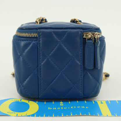 Lambskin Mini Vanity Chain Shoulder Bag Blue G Metal Fittings 30 Series