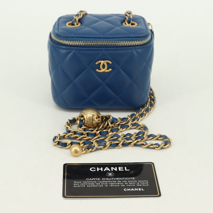 Lambskin Mini Vanity Chain Shoulder Bag Blue G Metal Fittings 30 Series