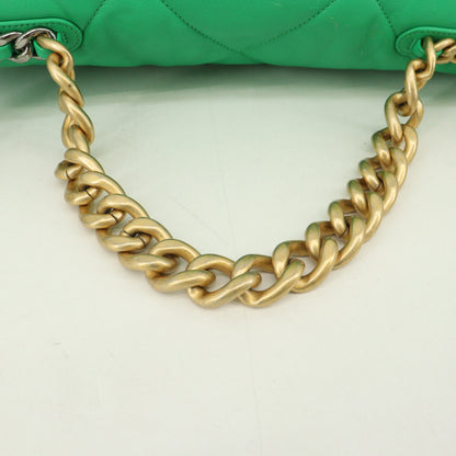 Lambskin Chanel 19 2-way chain shoulder bag, green, multi-metal fittings, 29th series