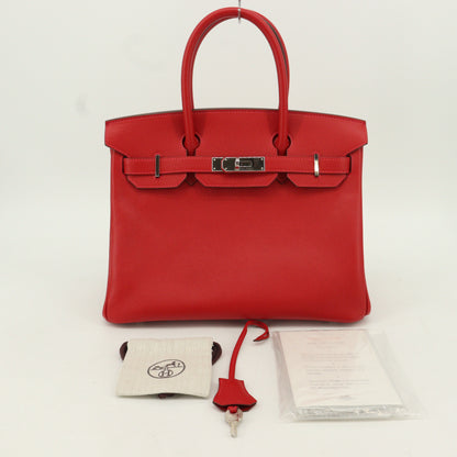 Epsom Birkin 30 Rouge Kazak Silver hardware T stamp