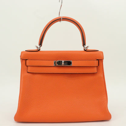 Taurillon Clemence Kelly 28 Orange SV hardware □R stamp