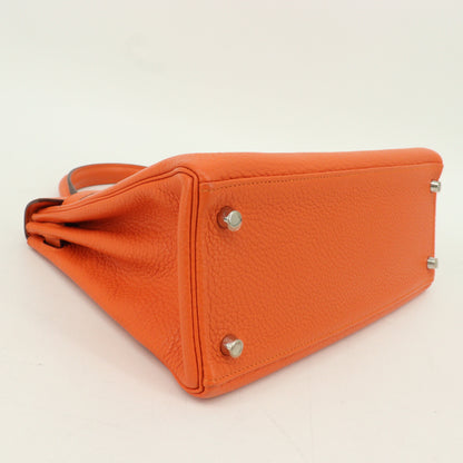 Taurillon Clemence Kelly 28 Orange SV hardware □R stamp