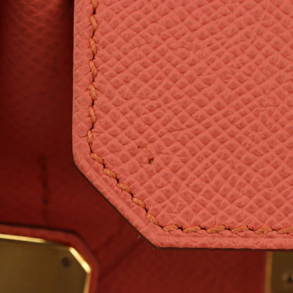 Epsom Birkin 30 Flamingo G hardware, unclear engraving