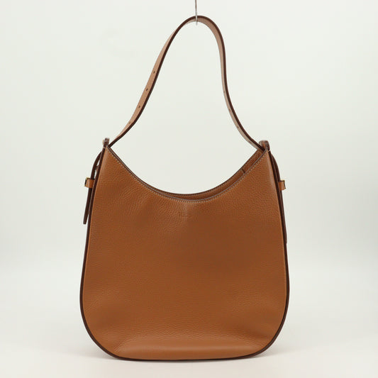 Leather one-shoulder bag brown