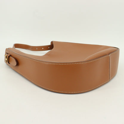 Leather one-shoulder bag brown