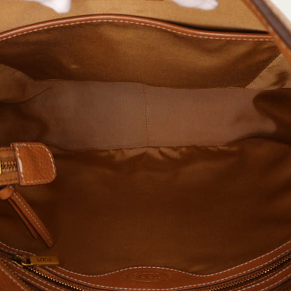 Leather one-shoulder bag brown