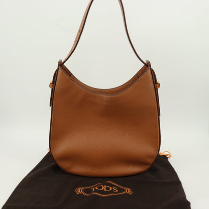 Leather one-shoulder bag brown