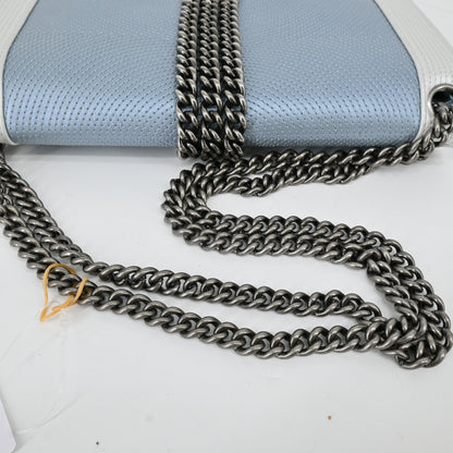 Leather Boy Chanel Chain Shoulder Bag Metallic Blue BK Hardware 17th Series